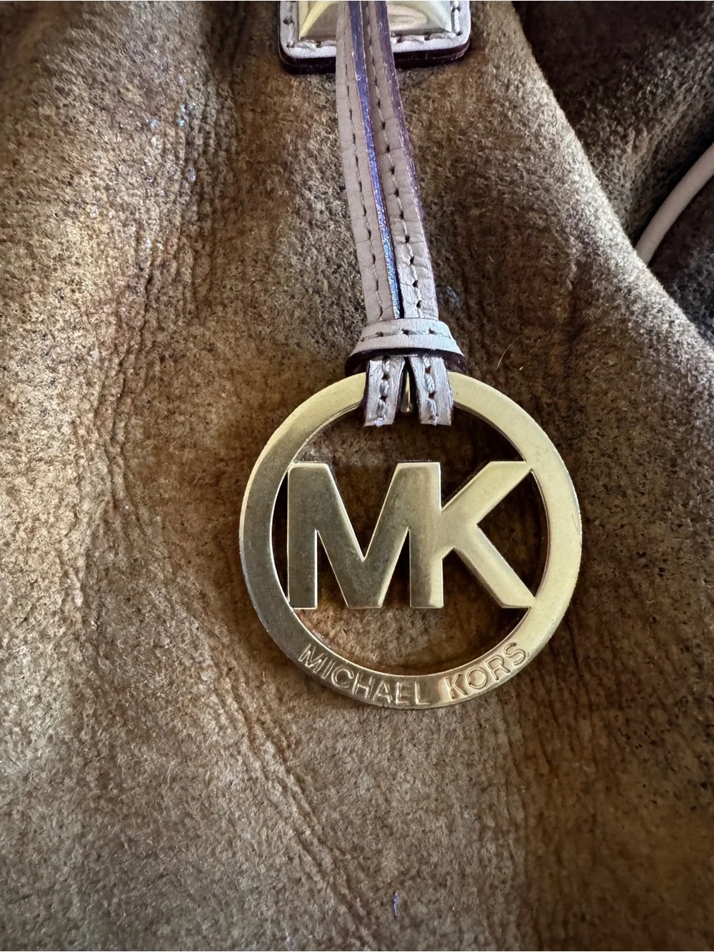 Michael Kors Golden Brown Suede Satchel with Gold Hardware